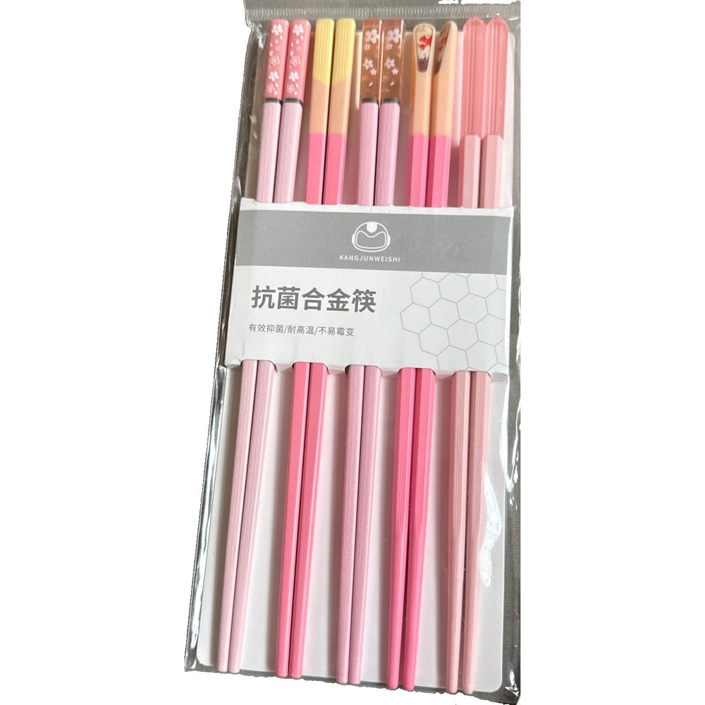 5 Pairs Pink Fiberglass‎ Chopsticks Reusable